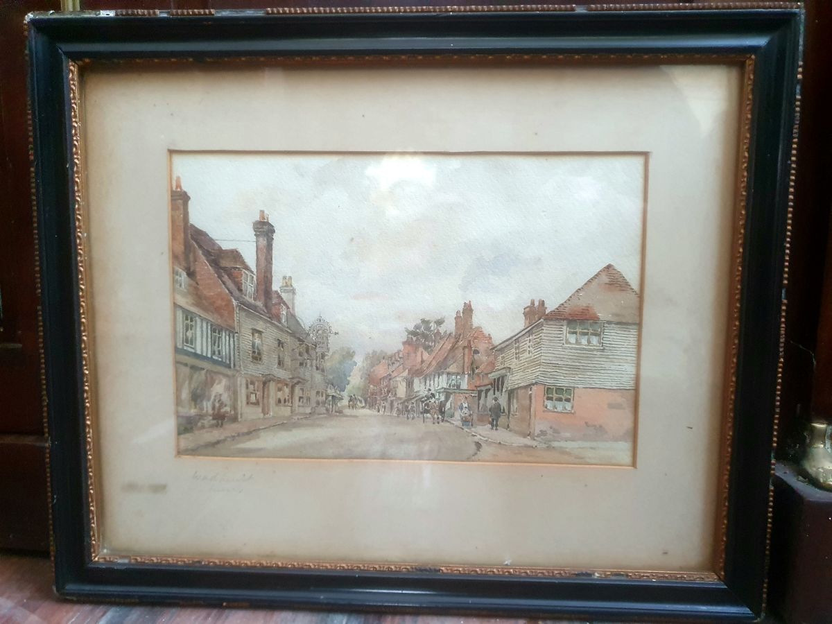 Early 1900's Watercolour Street Scene Of Wadhurst